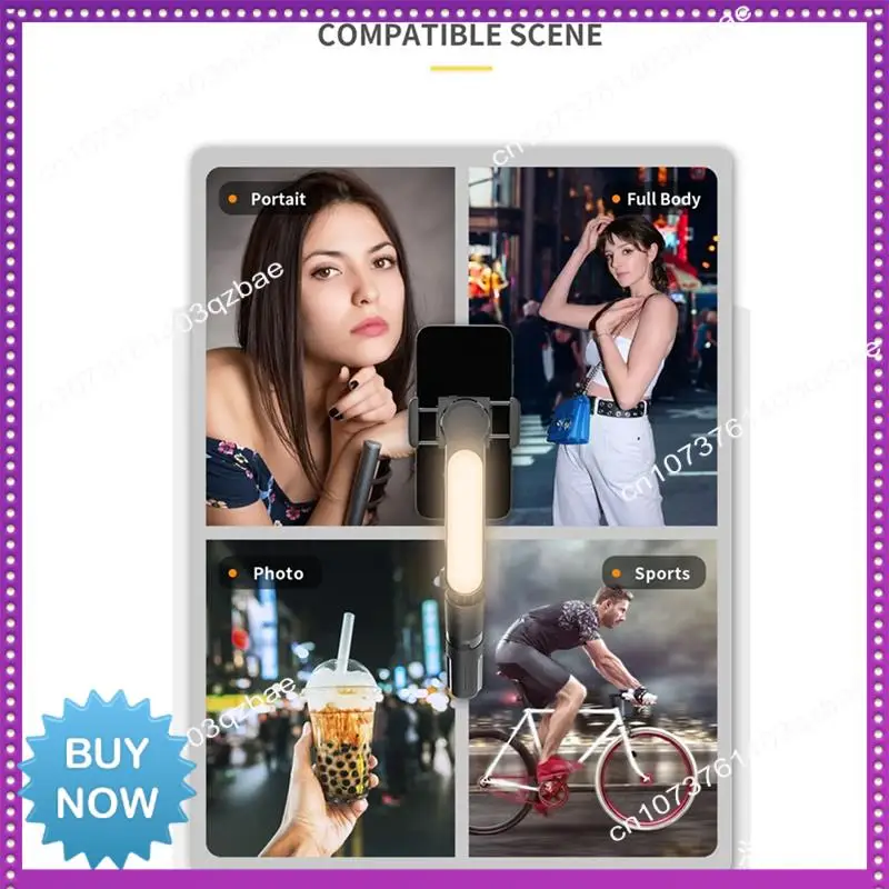 Hot Ltem Handheld Gimbal Stabilizer Bluetooth Selfie Stick Holder Adjustable Fill Light Selfie Stand For Smartphone Easy Install