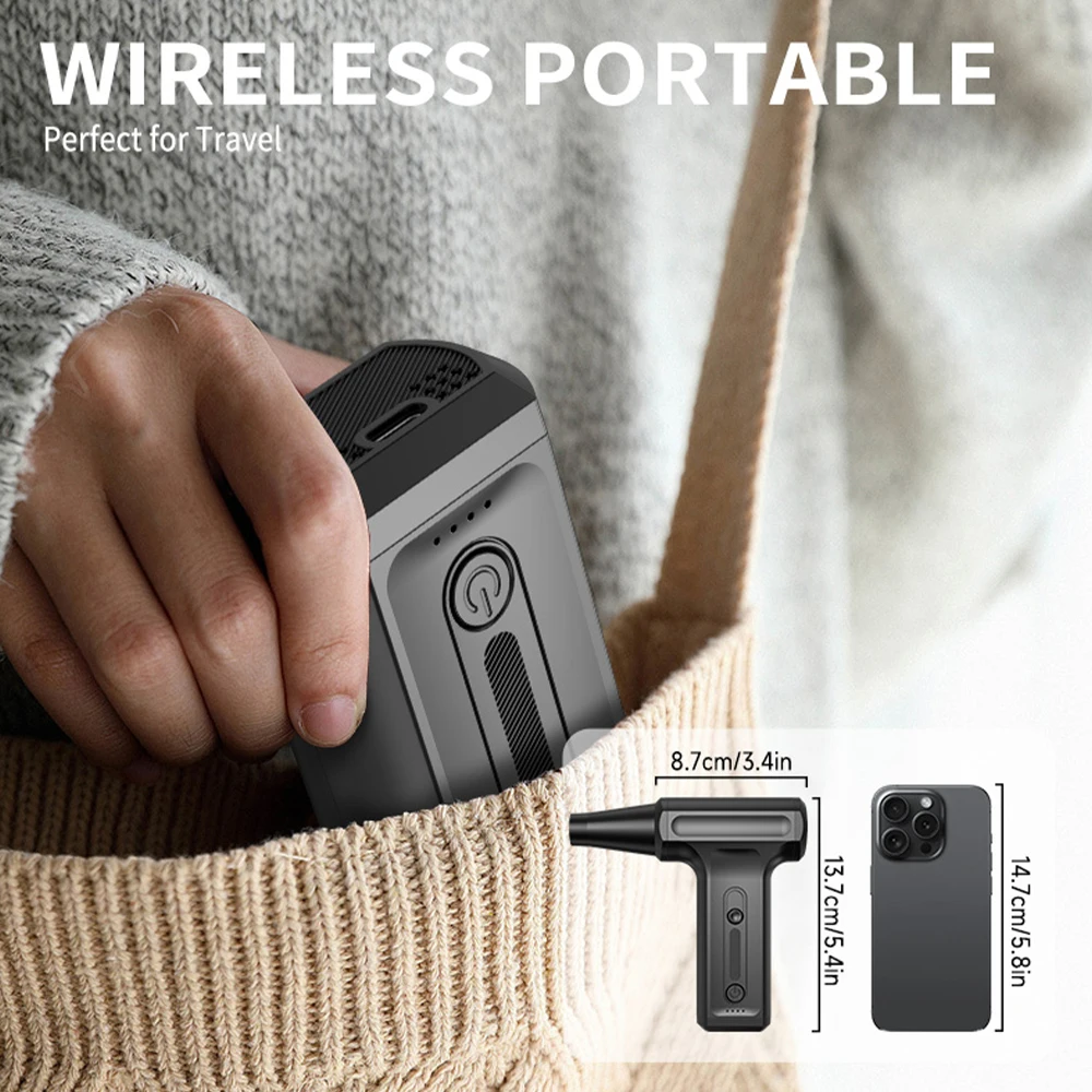 

450000 RPM Electric Air Blower Turbo Jet Fan Brushless Motor High-Speed Turbo Violent Fan USB Rechargeable Powerful Dust Blower