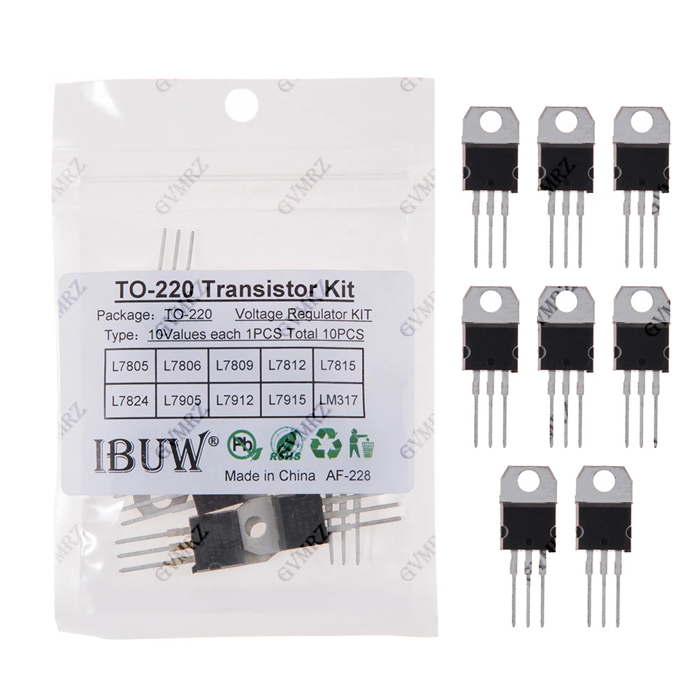 10 Stück 10-Wert-Transistor-Kit TO-220 (L7805/L7812/LM317 usw.) Spannungsregler für Industrielle Stromversorgung DIY-Projekt L7805