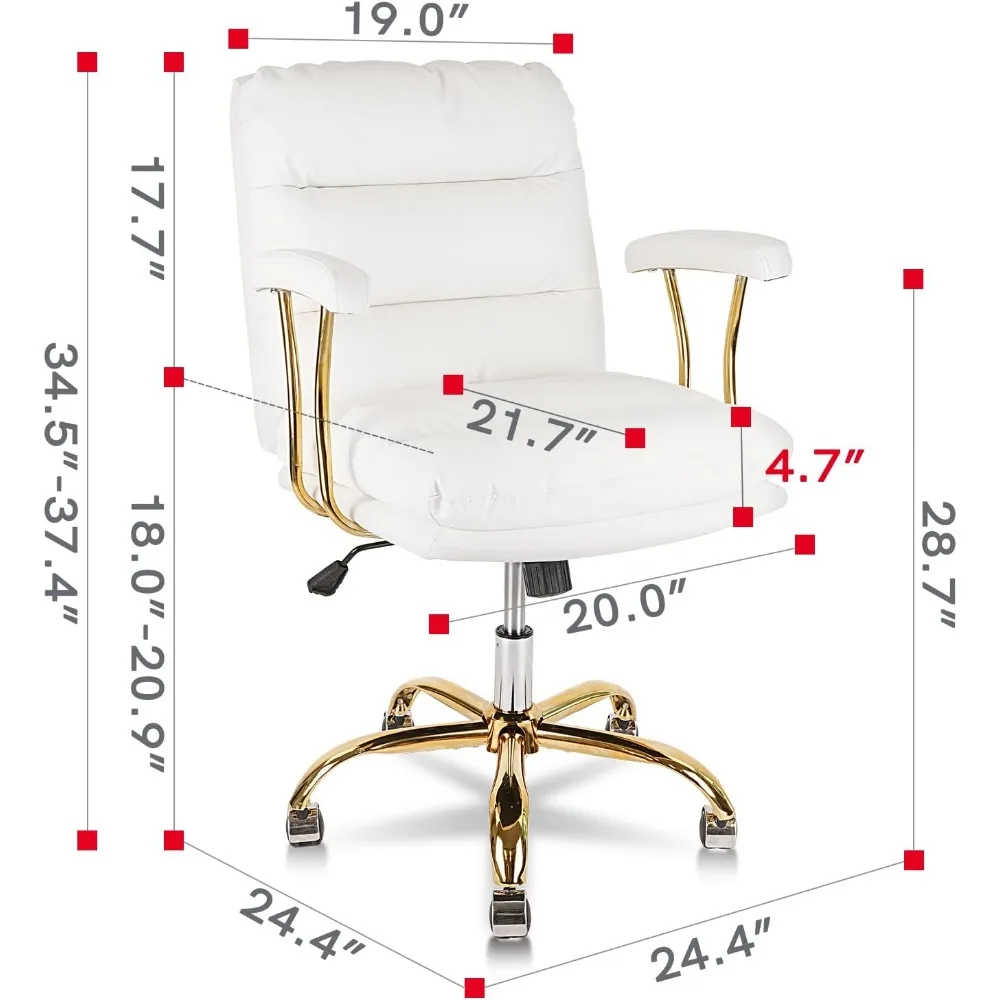 كرسي مكتب مريح عالي التحمل مع عجلات ومساند للذراعين، كرسي مكتب من الجلد الصناعي للاستخدام المنزلي وغرفة النوم #3