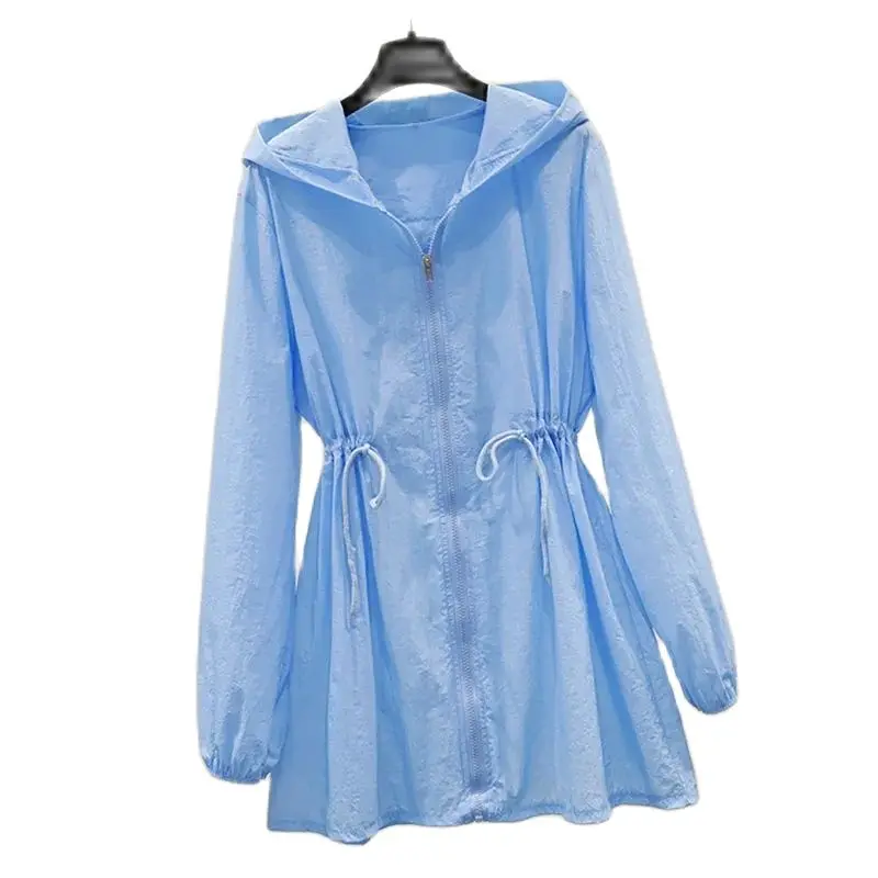 

Fashion Design Sun-Proof Clothing Women's Thin Summer Coat Tops Mid-Length New Long-Sleeved Printed Jacket Windbreaker