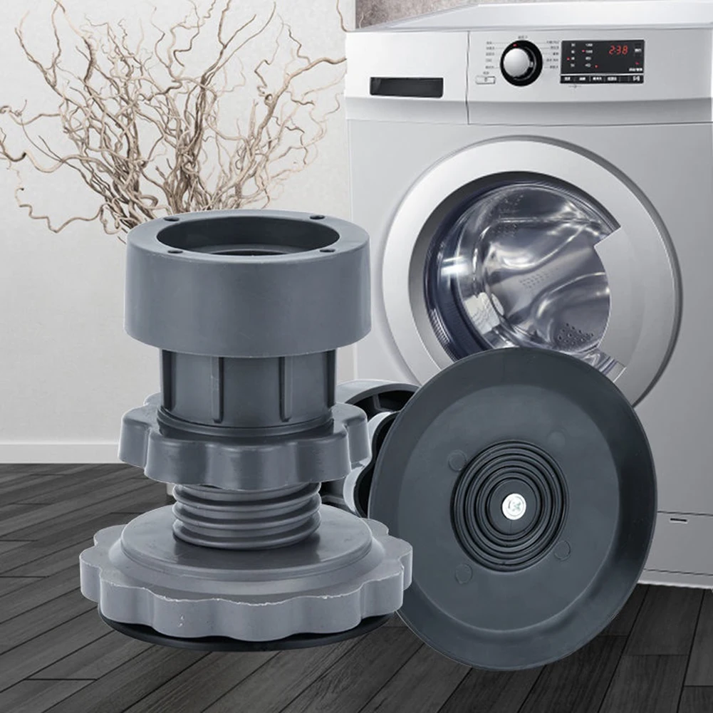 

4 шт., подставка для ног для стиральной машины, регулируемая высота, слипстоп, бесшумный противоскользящий коврик, основание холодильника, фиксированная нескользящая подставка