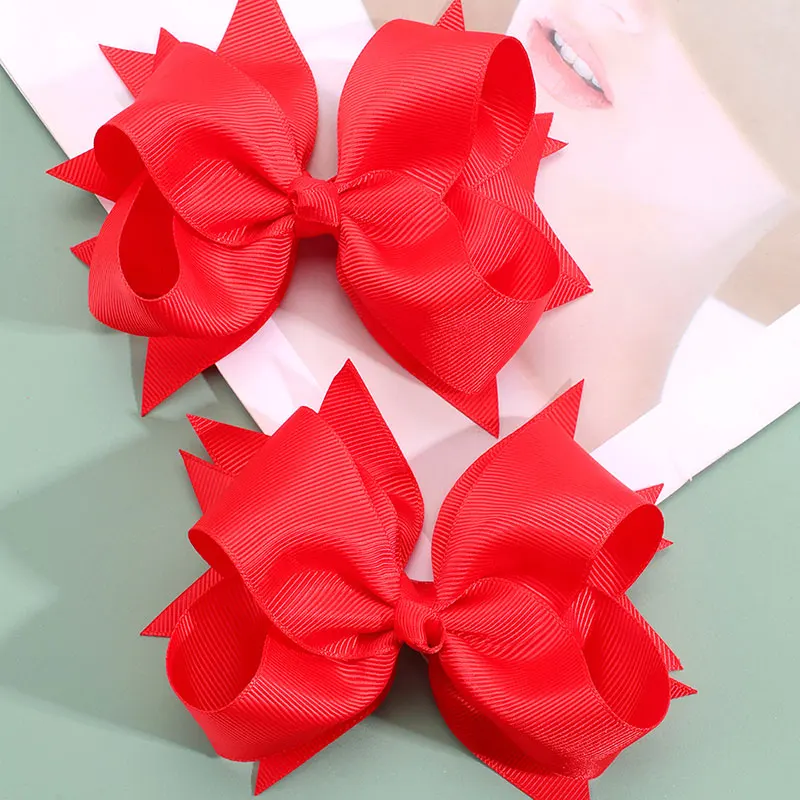 2Pcs Ribbon Bowknot Hair Clips For Girls Sweet Princess Barrettes Solid Color Large Bow Hairpin Headwear Hair Styling Tools