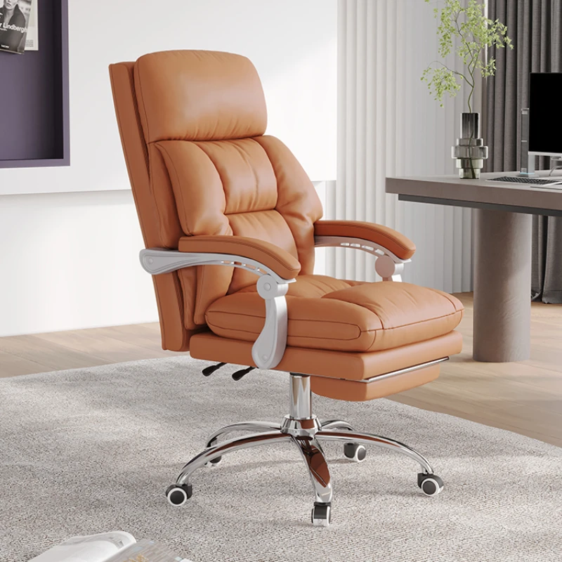 

Nordic Luxury Leather Office Chair Swivel Comfortable Ergonomic Chair Lazy Sofa Computer Armchair Furniture Living Room