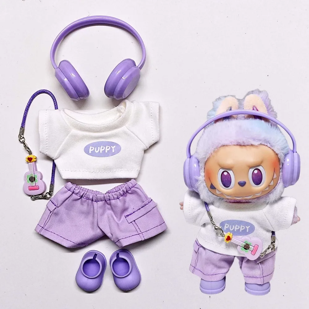 

1 комплект, 17 см, одежда для куклы Labubu, наряд, повседневный комплект одежды, аксессуары для кукол, вечерние, сменное платье, игра, игрушки «сделай сам»