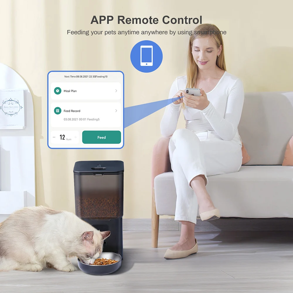 Cat Timing Feeder Tuya APP Smart Cat Feeder Pet Dog Food Automatic Dispenser Suitable for Small Cats and Dogs Remote Feeding