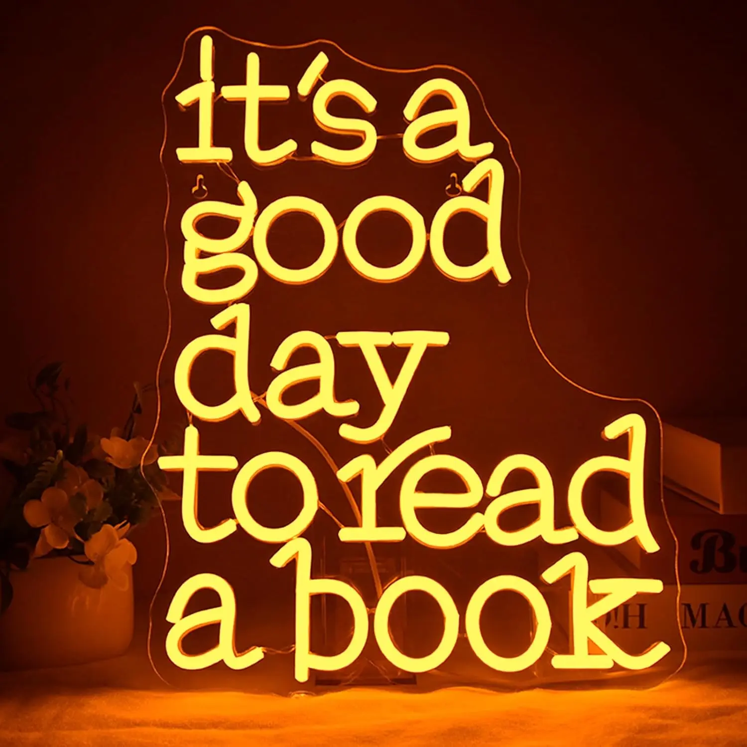 Read Books Neon Signs LED Lights Letter Wall Light Up Sign Room Decoration For Bedroom Library Study Reading Club Dimmable Lamp