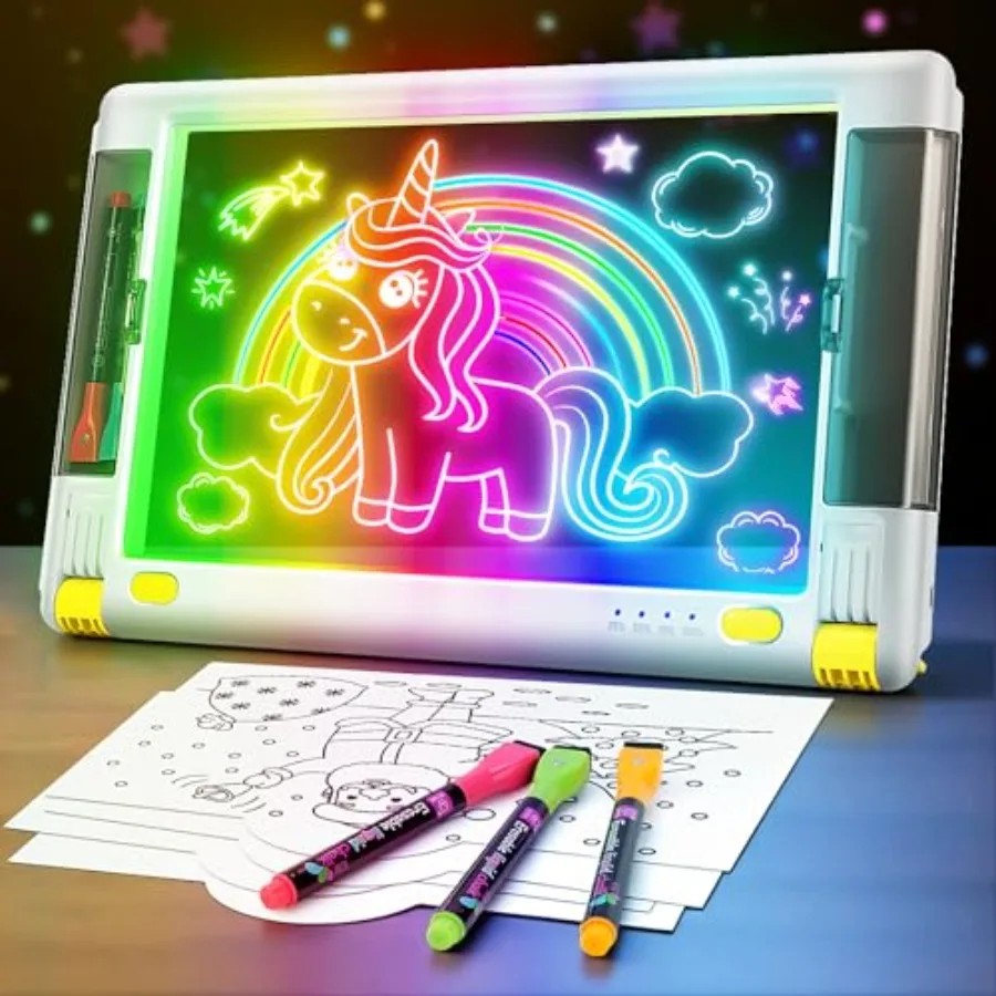 

Rechargeable LED Drawing Board 15 Inch 9-Color Light Modes Neon Art Light Up Writing Tablet Tracing Pad for Sketching Gift Toy