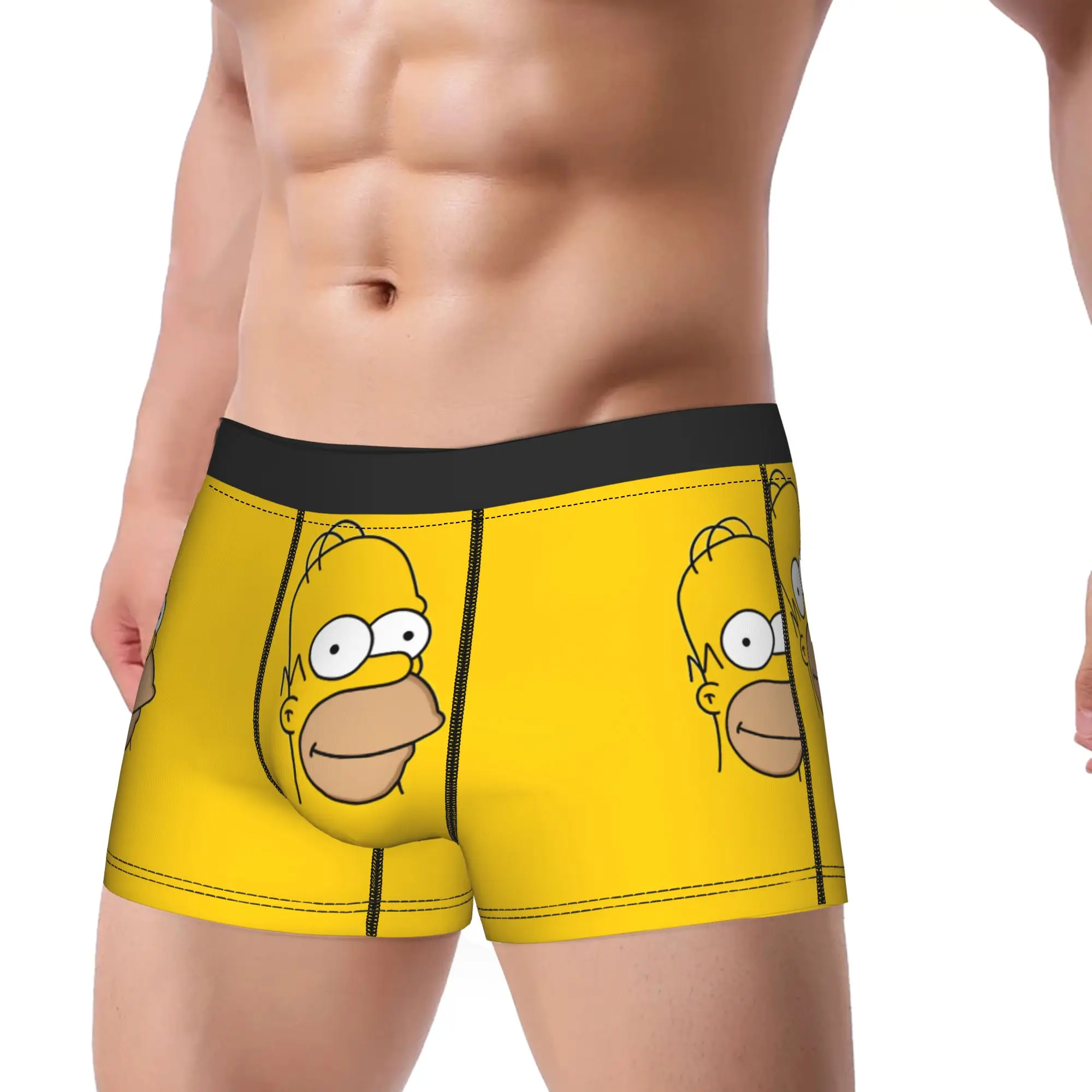 Homer S-Simpson Cartoon Head Portrait Underwear  Man Shorts Briefs Comfortable Trunk Hot Sale Printed Plus Size Panties