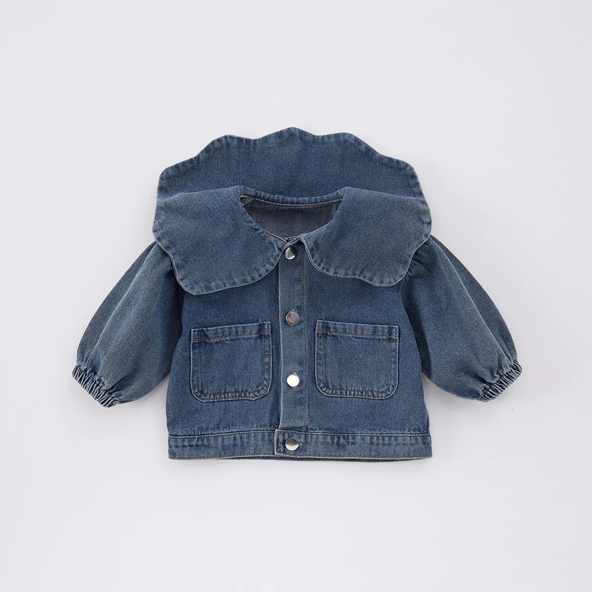 

Girls Cute Lapel Cardigan Jacket Infant Loose Versatile Casual Coat Toddler Clothes 2025 Spring New Baby Long Sleeve Denim Coat