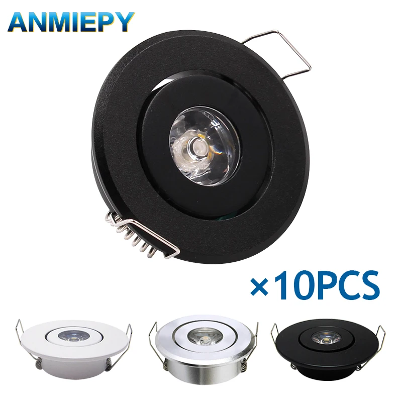 10pcs 85-265V LED Mini Ceiling Spot Light Lamp Dimmable 1W 3W 110V 22V Embed Led Downlight White Black Silver Including Drive