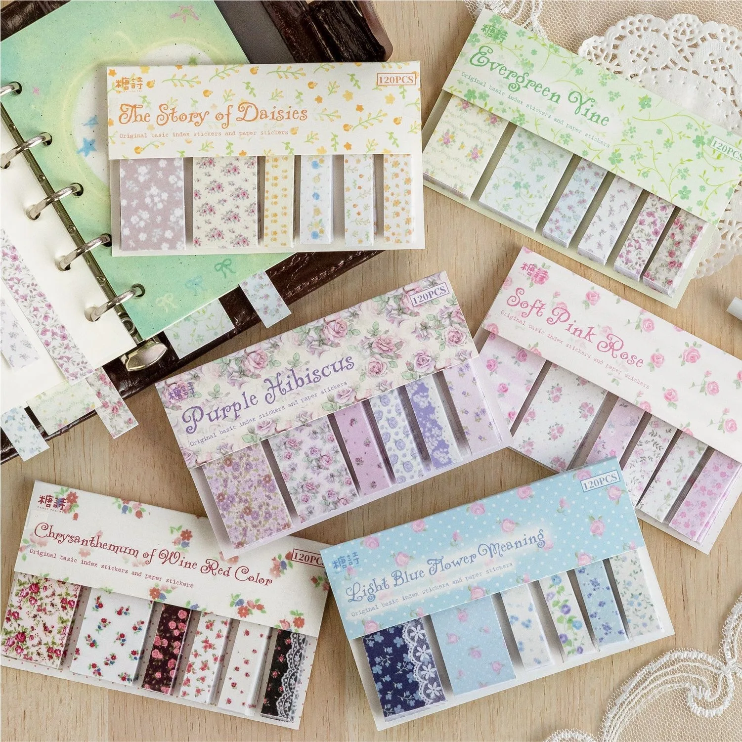 120 Blatt INS-Stil Flora-Material Cartoon Kawaii Ins Cartoon Stanzetiketten DIY Tagebuch Scrapbook Ästhetische Dekoration