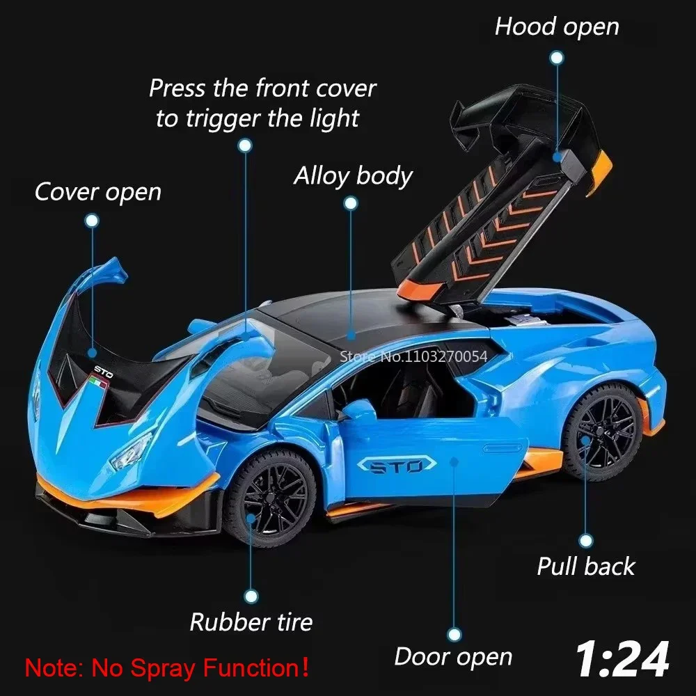 1/24 Revuelto Huracan Spielzeug Modellauto Diecast Legierung Sportwagen Türen Geöffnet Sound Licht Zurückziehen Hohe Simulation Modell Junge Geschenke