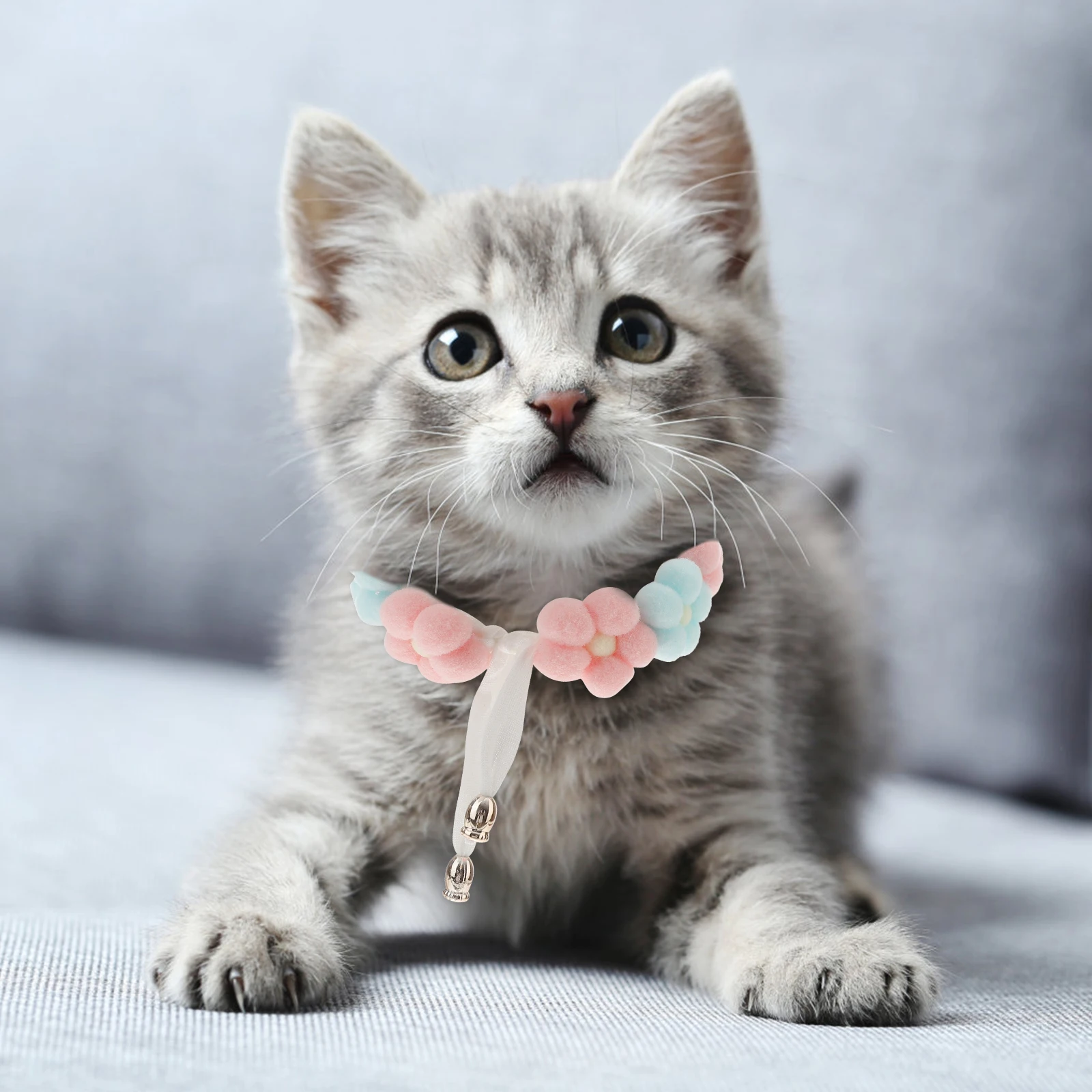 

Hand Knitted Pet Collar Adjustable Flower Design Lightweight Cat Collar Decorative Pet Costume Accessory Dog Knitted Collars