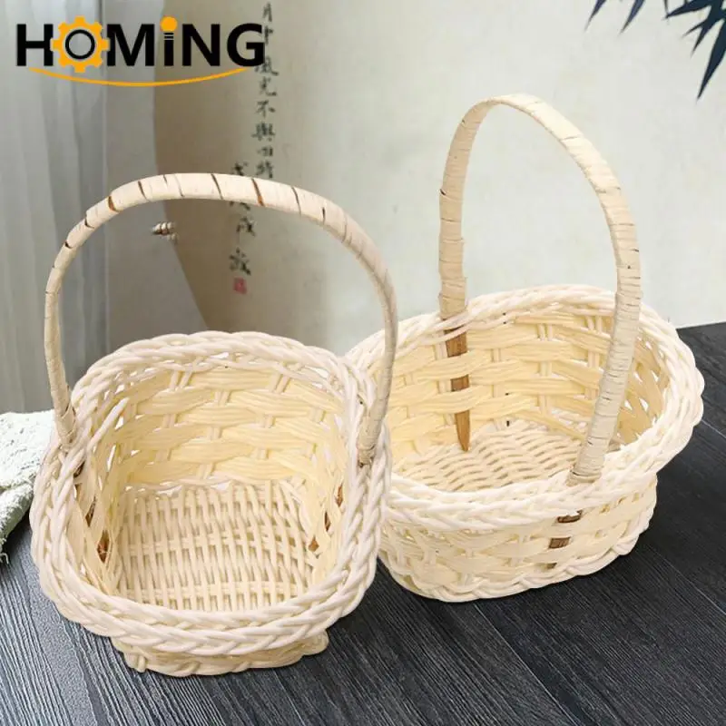 Weaving Storage Baskets Willow Flower Basket Rattan Portable Flowers Baskets Storage Basket For Outdoor Picnic Home Organization