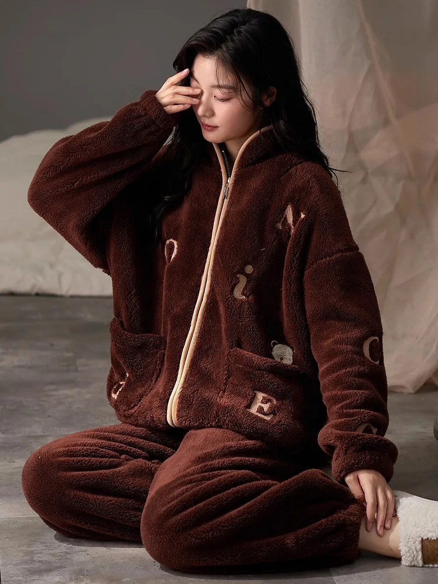 thiened-coral-fce-spwear-para-mujer-conjunto-de-ropa-calida-para-el-hogar-de-invierno-cierre-de-cremallera-largo-sve-hogar-ocio-sle-poliester