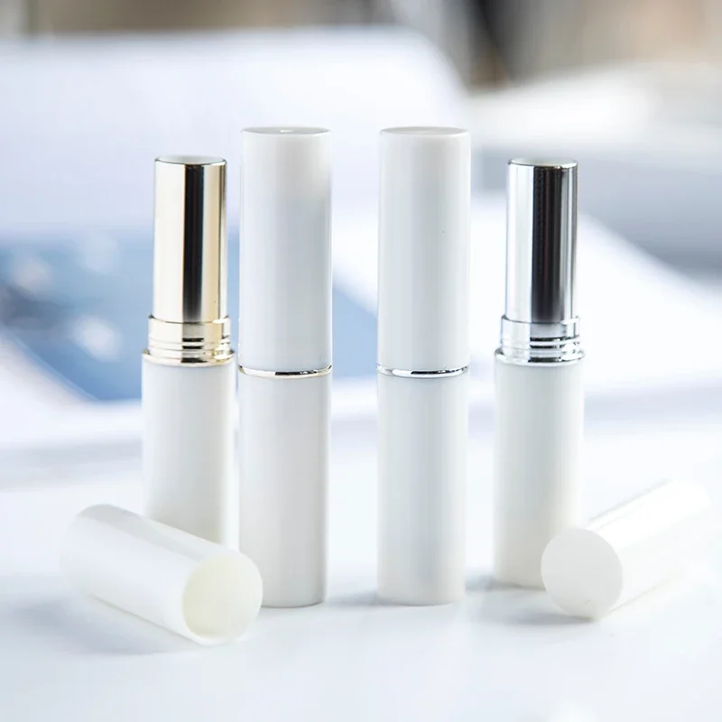 Tubo de pintalabios con relleno en caliente, contenedor de bálsamo labial vacío, embalaje casero, blanco, dorado, plateado, directo, 10-200 Uds.
