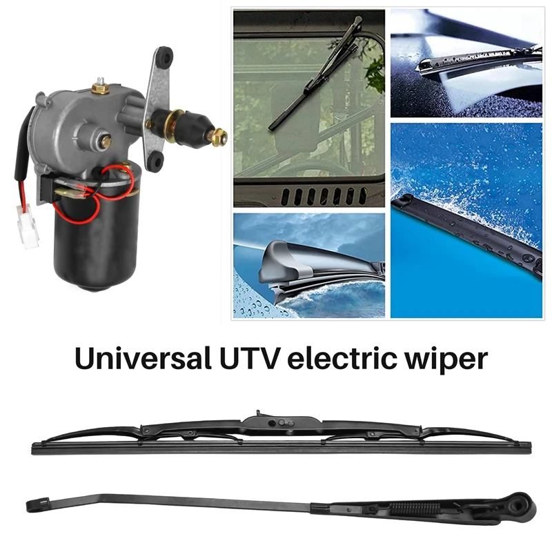 1 Set DC12V 30W Universal UTV Electric Windshield Wiper Motor Kit Wiper Assembly for Polaris Ranger RZR 900 Honda