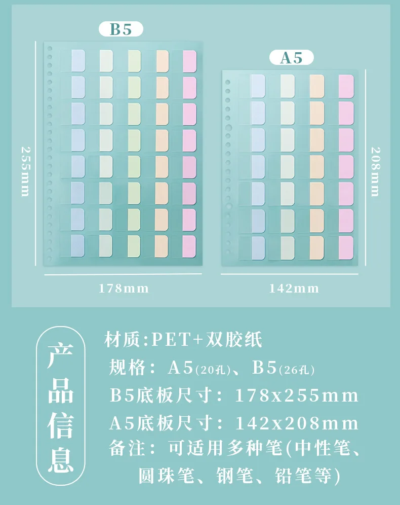 4 Stück A5 B5 transparente Haftnotizen, selbstklebende Lesezeichen, Anmerkungen, Lesebuch, transparente Registerkarte, Kawaii, niedlich, Würste – Detail 3