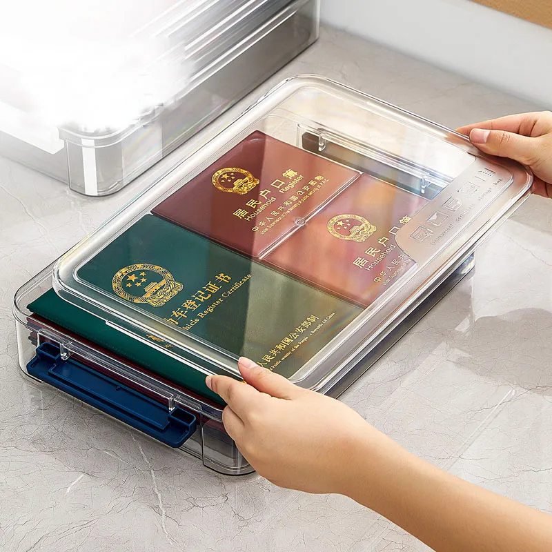 Transparent Certificate Box Organizer A4 Document Storage Box Stackable Data Sorting File Organiser Box Office Desk Box Storage