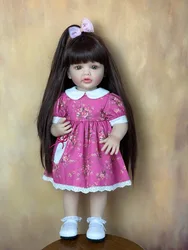New Silicone Reborn Baby Full Body Waterproof Lifelike Newborn Baby Girl Long Hair Princess Doll High Quality Gift For Children