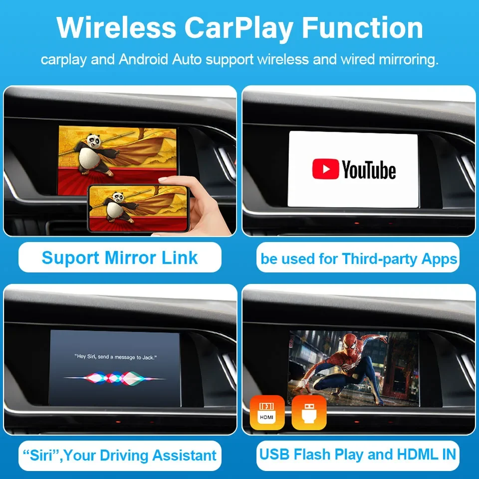 Wireless Carplay Adapter For Audi Q5 A4 A5 S4 S5 RS Q5 NO MMI 3G Basic MIB 2010 - 2012 2013 2014 2015 2016+ Module Android Auto