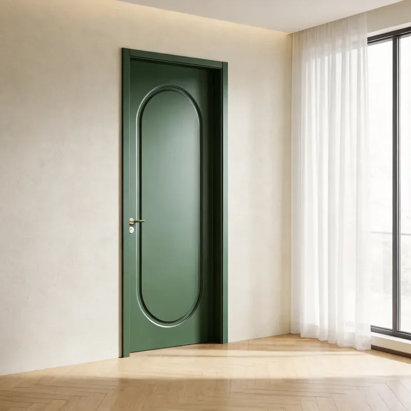 for Green Paint Interior Door Solid Wood Filled Customizable Color Size Material Set Hot Selling Bedroom Door
