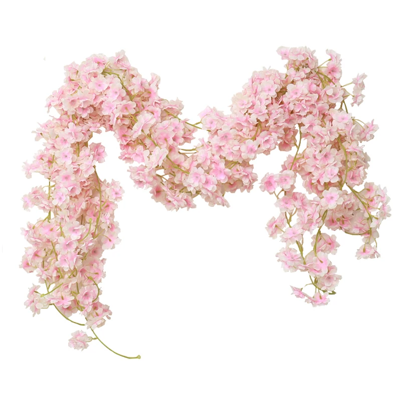 180CM Sakura Vine Artificial Flower Wedding Arch Home Christmas Party Fireplace Decoration Silk Cherry Blossom Wall Hang Garland