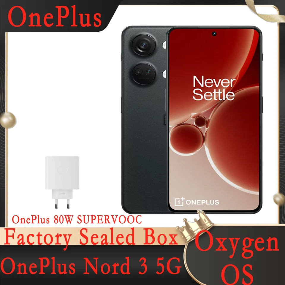 OnePlus Nord 3 16GB 256GB สมาร์ทโฟน, 50 MP Octa-core Mediatek ขนาด 9000, UFS 3.1 Original OxygenOS, 80W SUPERVOOC Charge