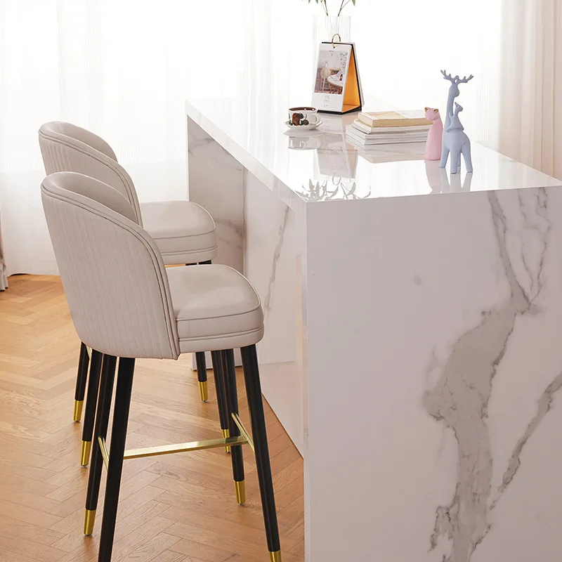 Light Luxury Bar Chair Home Soft Seat High Stool Modern Simple Backrest Bar Stool Leisure Bar