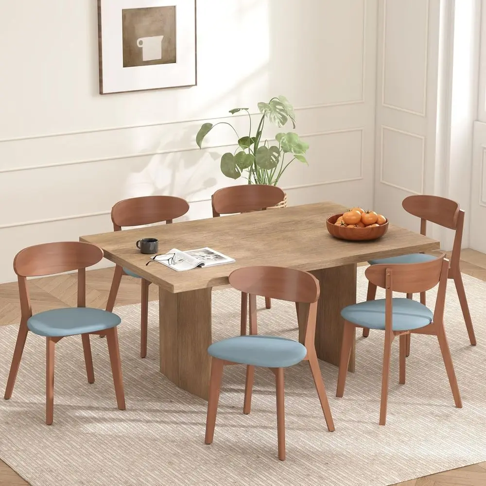 

Набор из 6 обеденных стульев из массива дерева с льняными подушками, традиционный дизайн с обивкой для дома, кухни или ресторана (цвет орех)