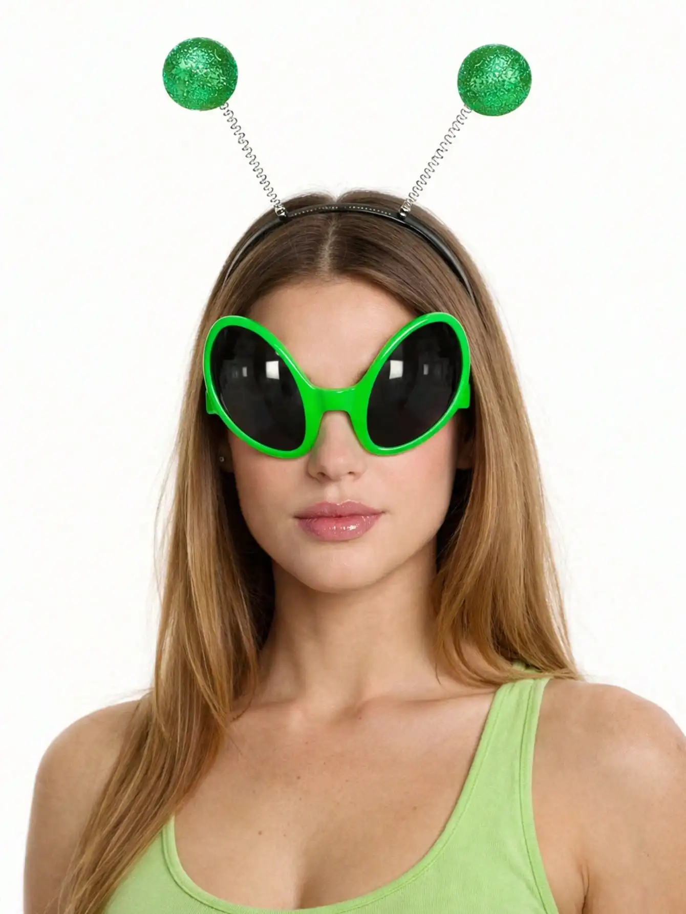 Alien Costume Accessories Set, Novelty Alien Sunglasses + Alien Headband Boppers, Space Theme Party Favors for Halloween Cospla image 4