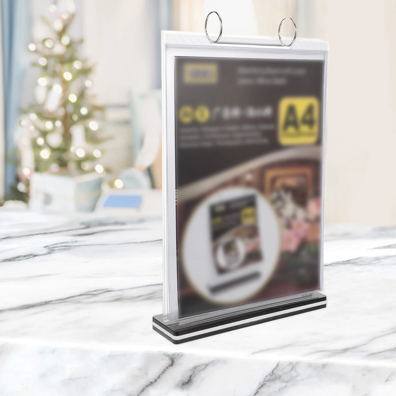 حامل القائمة بحجم A4، لافتة طاولة قابلة للطي للمطاعم والمقاهي والحانات ومنظم مكتب ورف مزدوج الجوانب وعرض القائمة المحمول #3