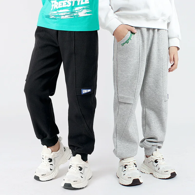 Spring Junior Boys Sporty Pant Cotton Letter Embroidery Elastic Waist Children Boys Sweatpants Versatile 4-12Y Boys Jogger Pants