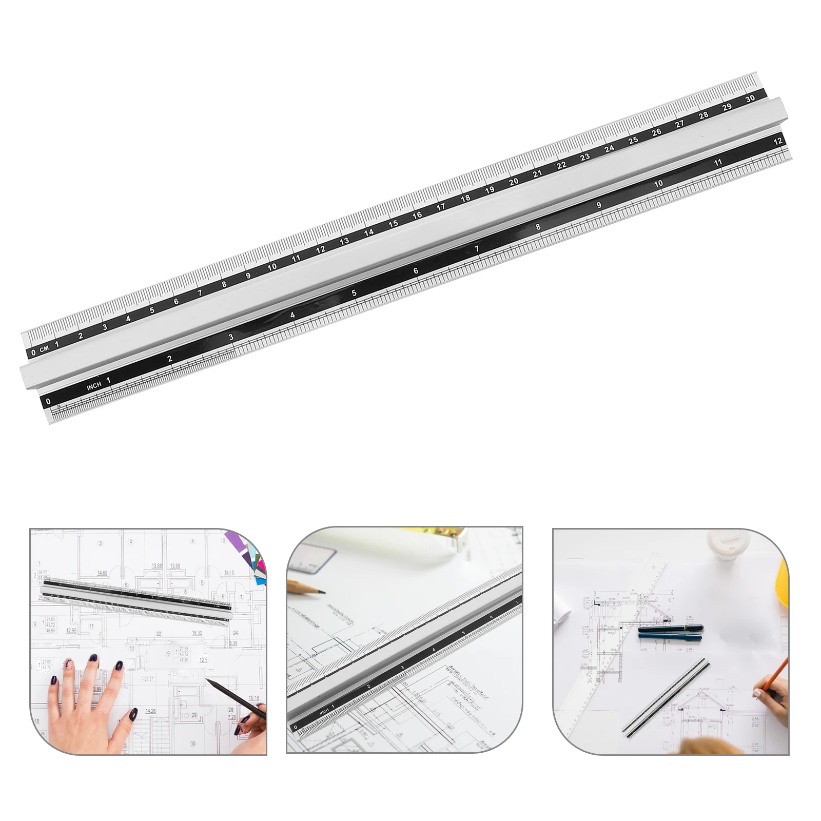 

Metal Scale Ruler Aluminum Handheld Measuring Tool Portable Multi-Use Straight Ruler Drawing Accessory for Office Student