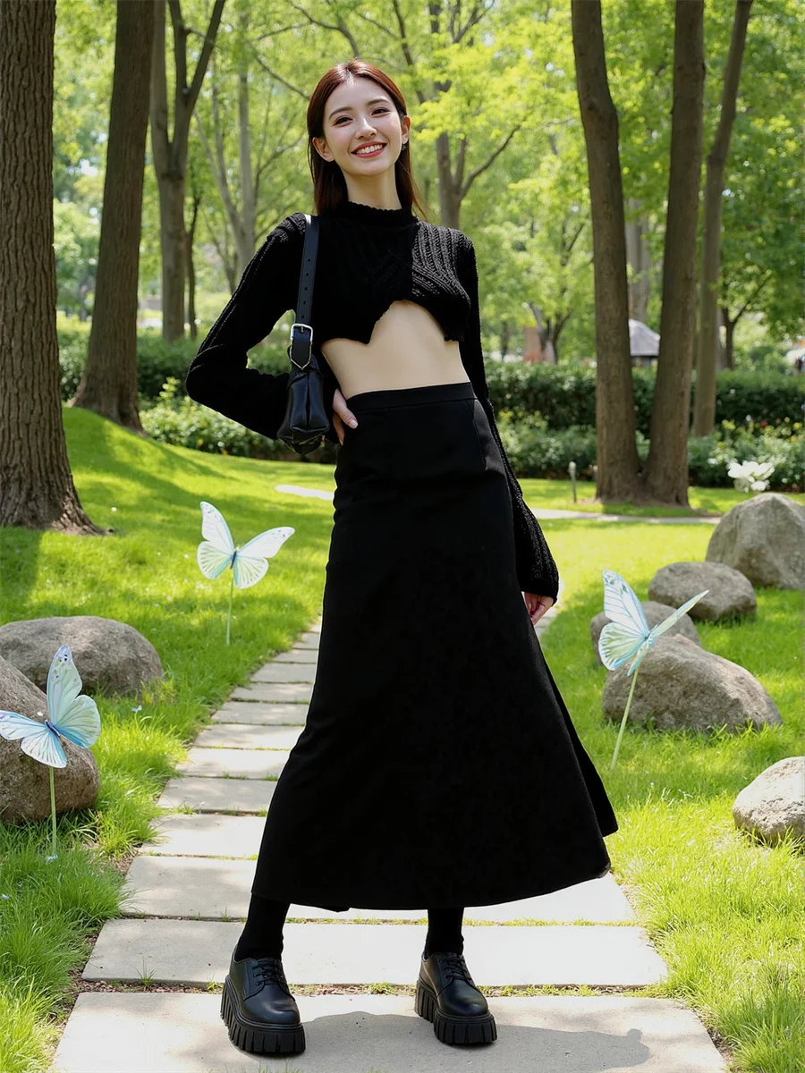 Damesrokken Kantoor Dame Het hele seizoen Rondetail Rok Damesmode Straat Informeel Dagelijks Eenvoudig Basic Student