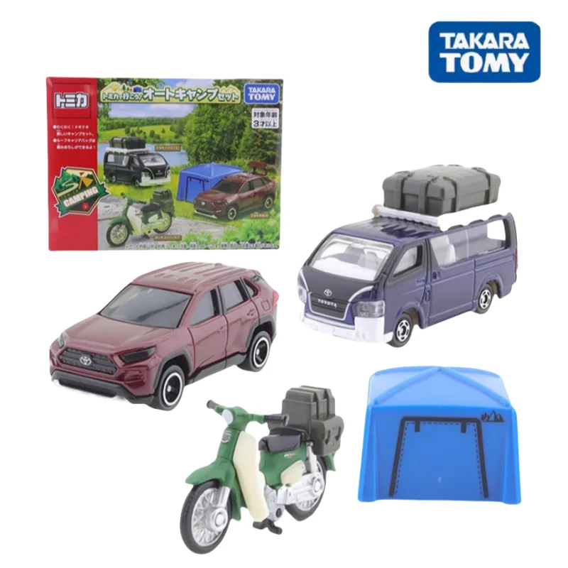 TAKARA TOMY-Ensemble de camping de véhicules Toyota Sea, 3 modèles en alliage, pièces de collection, cadeaux pour enfants de 2 à 4 ans