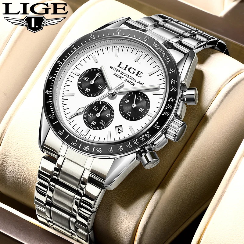 LIGE Top Brand Luxury Quartz Men\'s watches Fashion Business Waterproof Stainless Watch for Men Casual Calendar Wristwatch Clocks