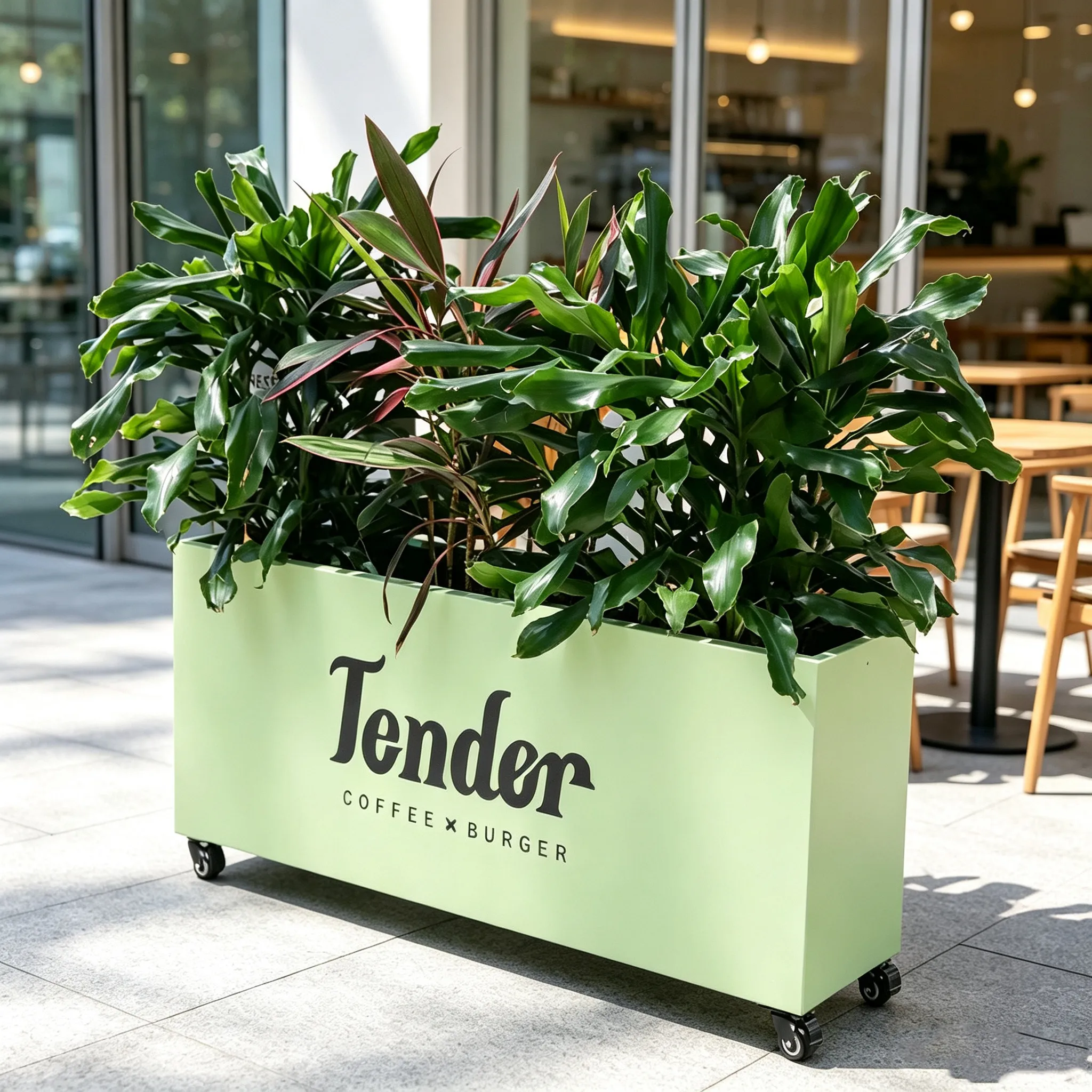 Box Outdoor Movable Plant with Wheels, Camping Style, Freestanding Partition Fence, Metal Flower Bed, Flower Pot
