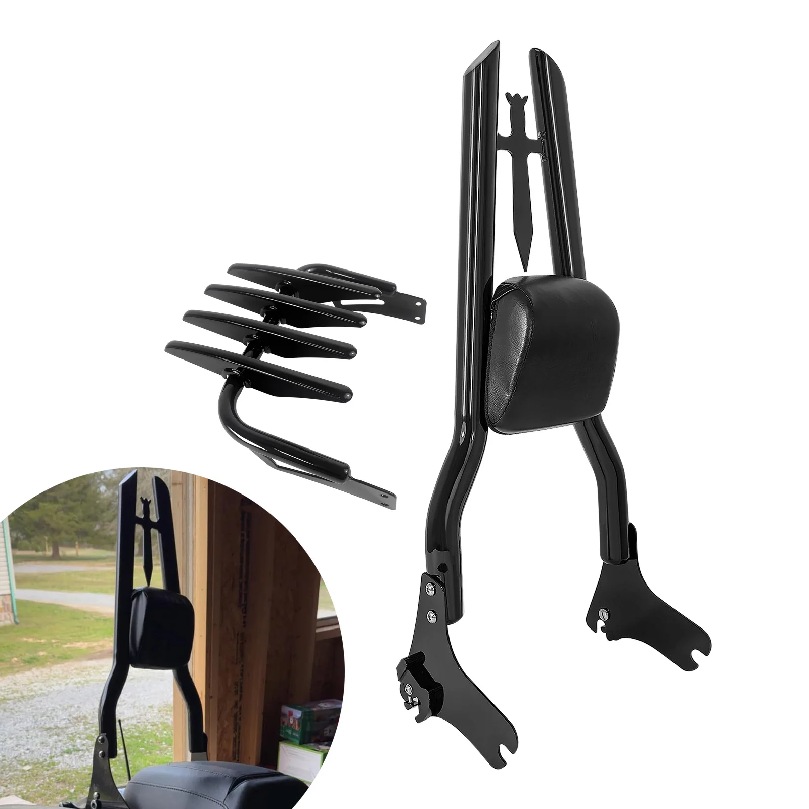 

For Harley Touring 97-08 Road King Electra Glide Street Glide Motorcycles Backrest Rear Quick Release Sissy Bar & Luggage Rack