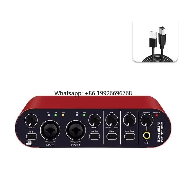 

2024 New Design 2 Channel 24 Bit 192Khz Audio Interface USB Professional M-audio Sound Card for Studio Recording