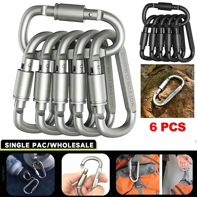 4-6PCS Carabiner Set For Key Camping Survival EDC Outdoor Keychain Clip Alloy Aluminum Tactical Caribiner Hook Karabiners