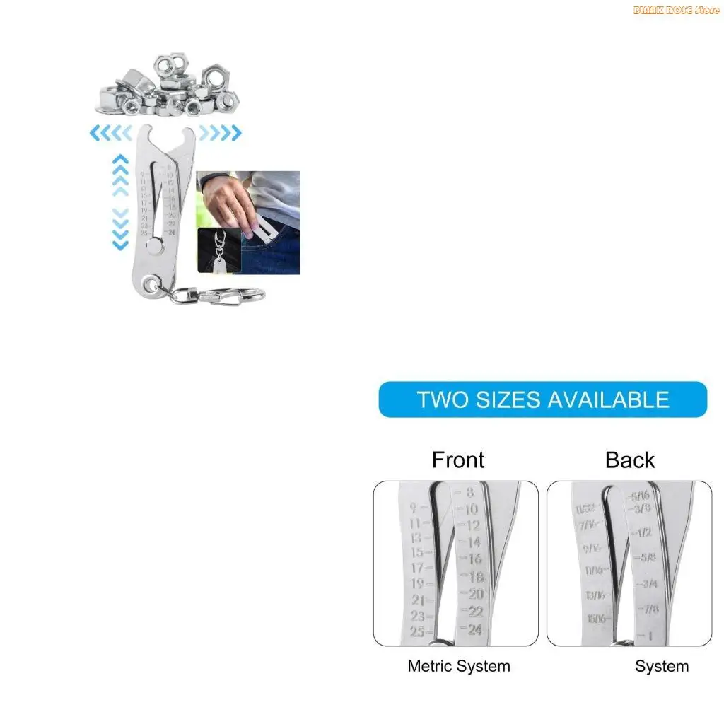 K1AE Portable Precise Thread Size Checker Keychain Thread Size Verification Tool Bolt and Nut Identifiers Gauges Size Gauges