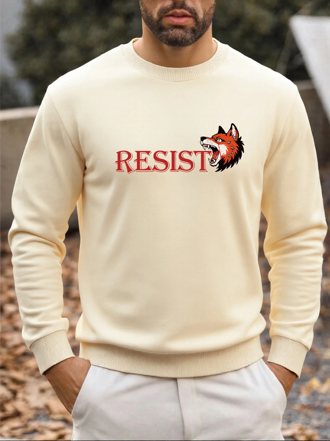 Мужской пуловер с принтом лисы, модный флисовый свитшот, осенняя одежда с круглым вырезом, разноцветная модная спортивная одежда с круглым вырезом