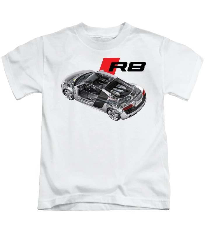 

Мужская хлопковая футболка Audi r8, спортивная прозрачная летняя повседневная одежда с принтом автомобиля, лето 2025 г.