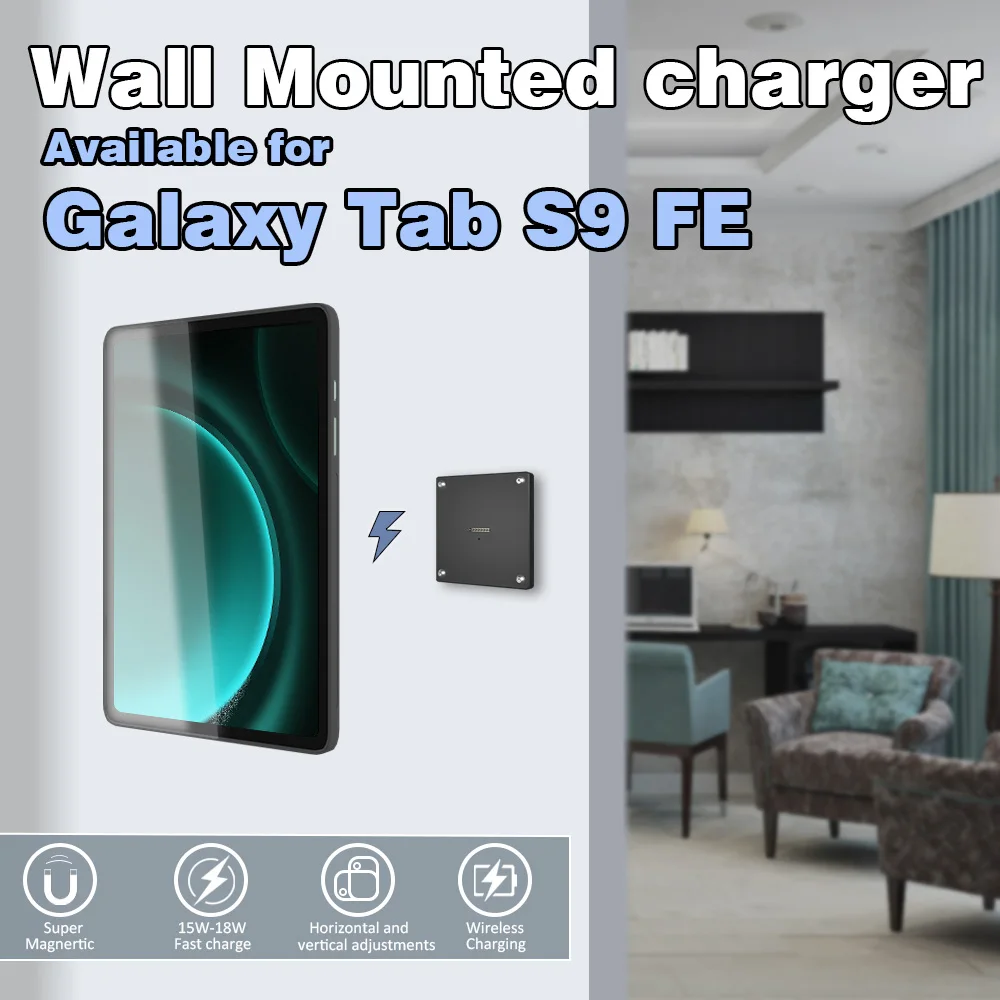 

For Samsung Galaxy Tab A9FE 10.9 inch Stand Wall Mount Tablet Stand 18W Fast Charging Magnetic Wireless Rotatable