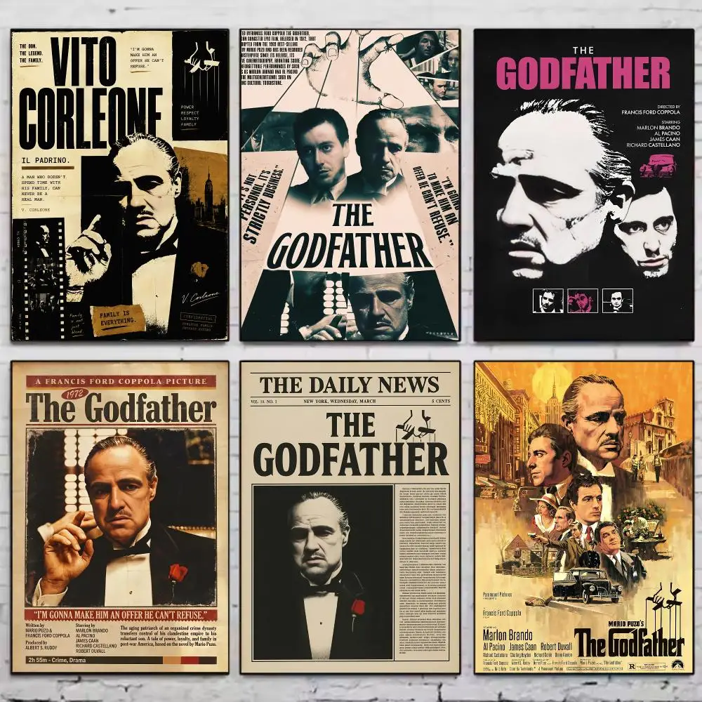 Movie T-The Godfather Poster Vintage Wall Art Aesthetic Room Decor Print Living Room Bedroom Home