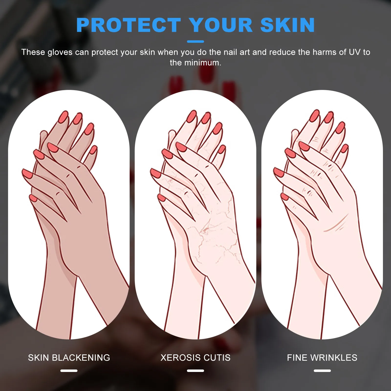 

1Pair Anti-Uv Gloves Fingerless Nail Art Uv-Resistant Manicure Gloves Protect Hands from Phototherapy Light Nail Beauty Tools