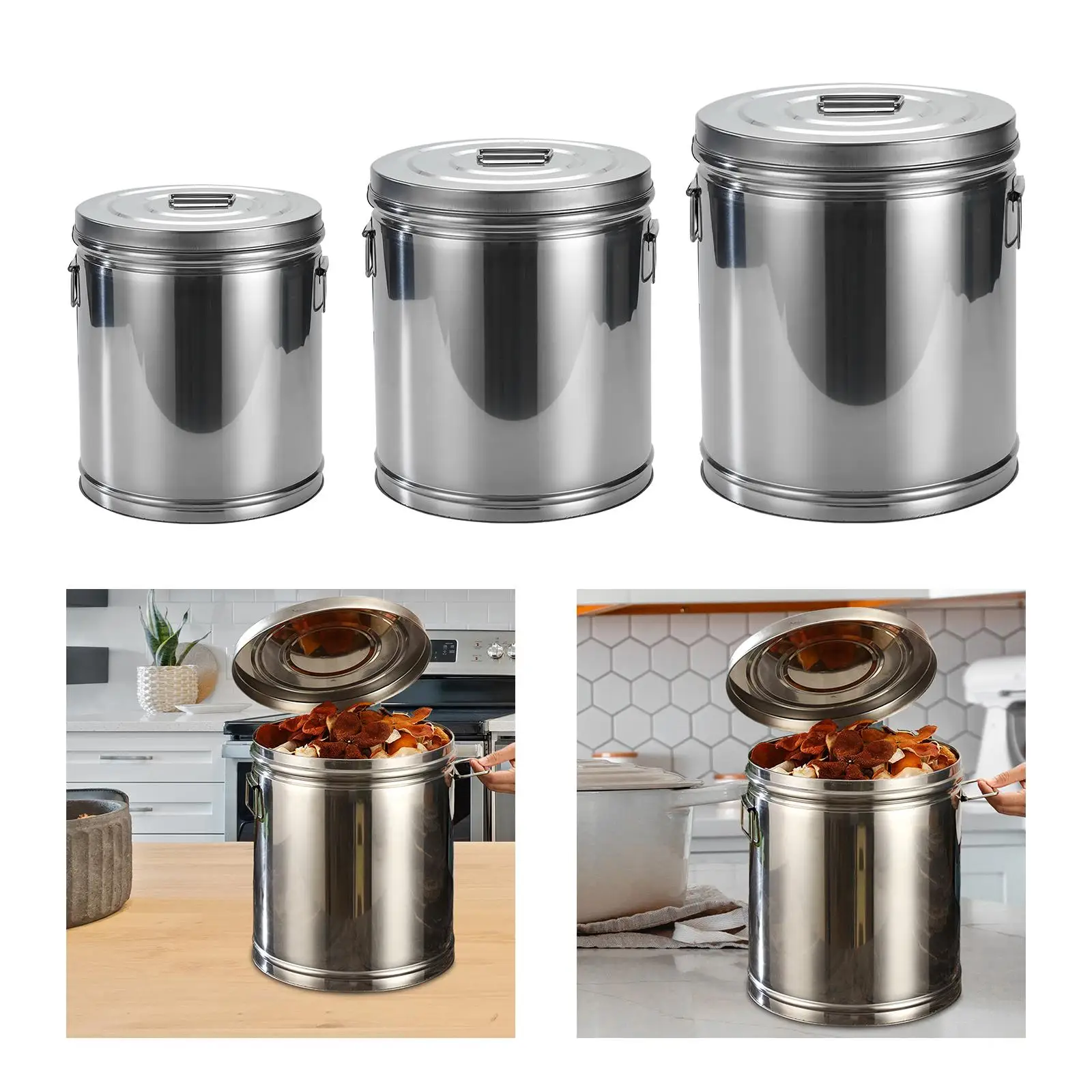 

Герметичная канистра из нержавеющей стали, канистра для хранения продуктов, герметичная крышка с ручкой, контейнер для стирки для приготовления пищи в ресторане