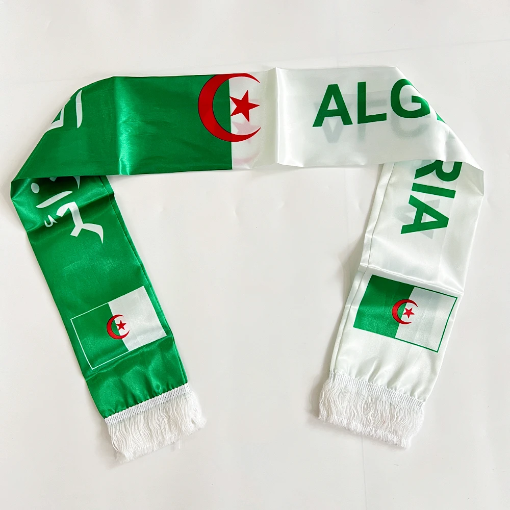 Algeria Flag Custom Scarf Football Team 14*130cm Satin Algeria Scarf